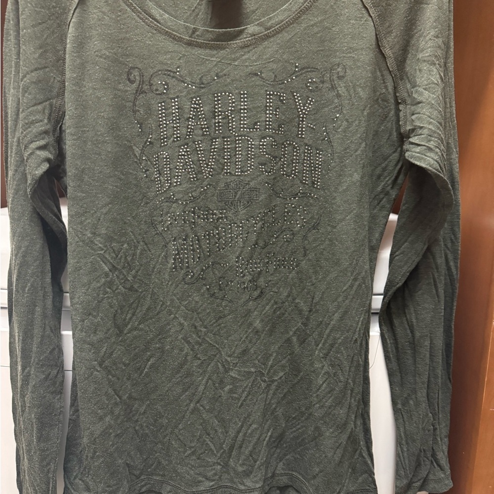 Harley-Davidson Green Fitted Long Sleeve Hoodie